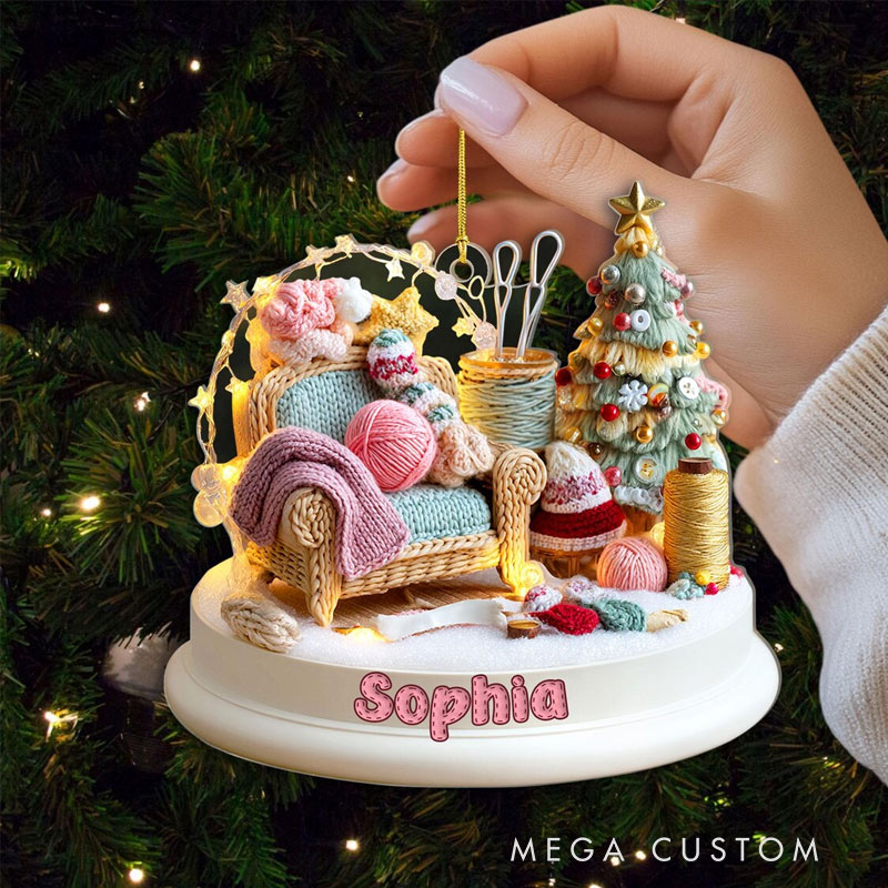 Personalized  Knitting Nook Christmas Ornament Crochet Corner Ornament Yarn Nook Xmas Decor for Crochet Lover