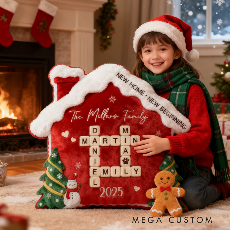 Personalized Family Crossword Puzzle Pillow Custom Family Christmas Pillow Family with Pet Pillow Christmas Gifts for Family Housewarming