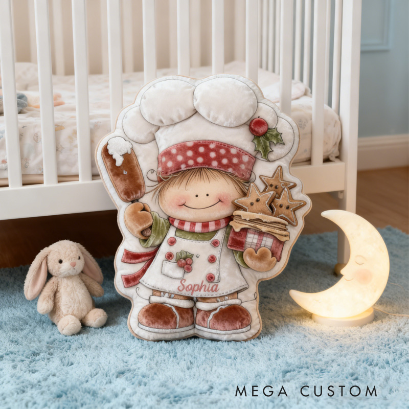 Personalized Baking Girl Throw Pillow Christmas Gift Pillow with Name for Kids Girl Boy Baker Christmas Gifts Loving Room Decor