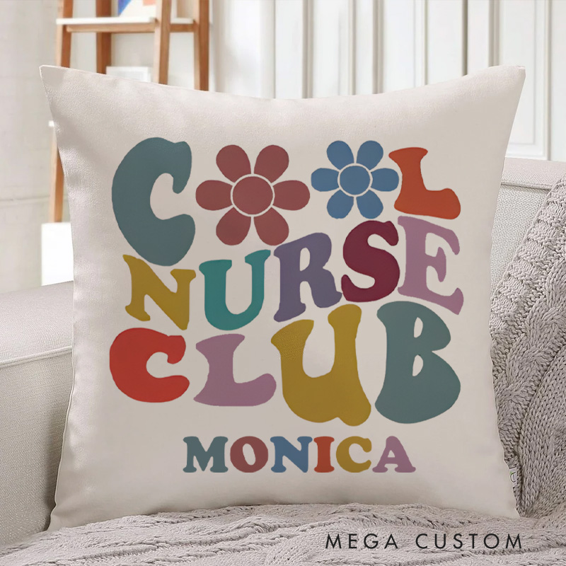 Personalized Throw Pillow for Nurse Cool Nurse Club Design Nurse Appreciation Gifts