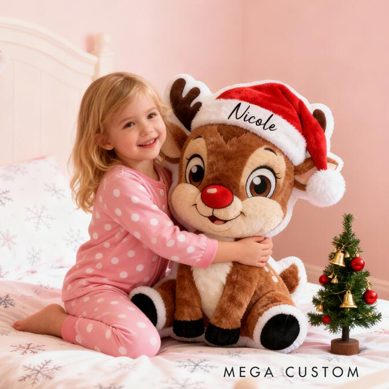 Personalized Cute Deer with Name Graphic 3D Print Pillow Christmas Gift for Kids or Baby Birthday Gifts