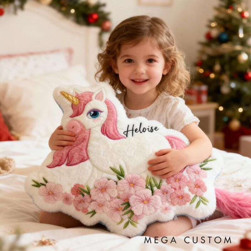 Personalized Dream Horse Name Custom Soft Decorative Gift Pink Floral Style Magical Dream Cute Pony Lovely Princess Room Cozy Sweet Fairy Garden Graphic 3D Print Pillow