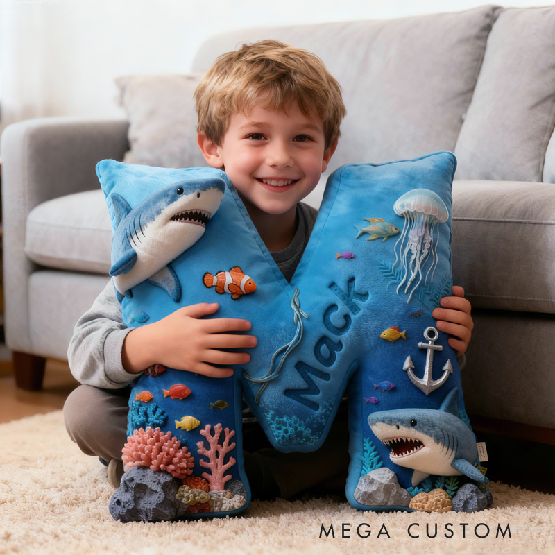 Personalized Ocean World with Name Graphic 3D Print Pillow Christmas Gift for Kids or Baby Birthday Gifts