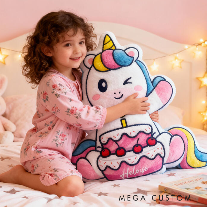 Personalized Dream Horse Cake Name Custom Soft Decorative Gift Rainbow Sweet Style Cute Magical Dream Lovely Pony Cozy Bedroom Fun Princess Room Graphic 3D Print Pillow