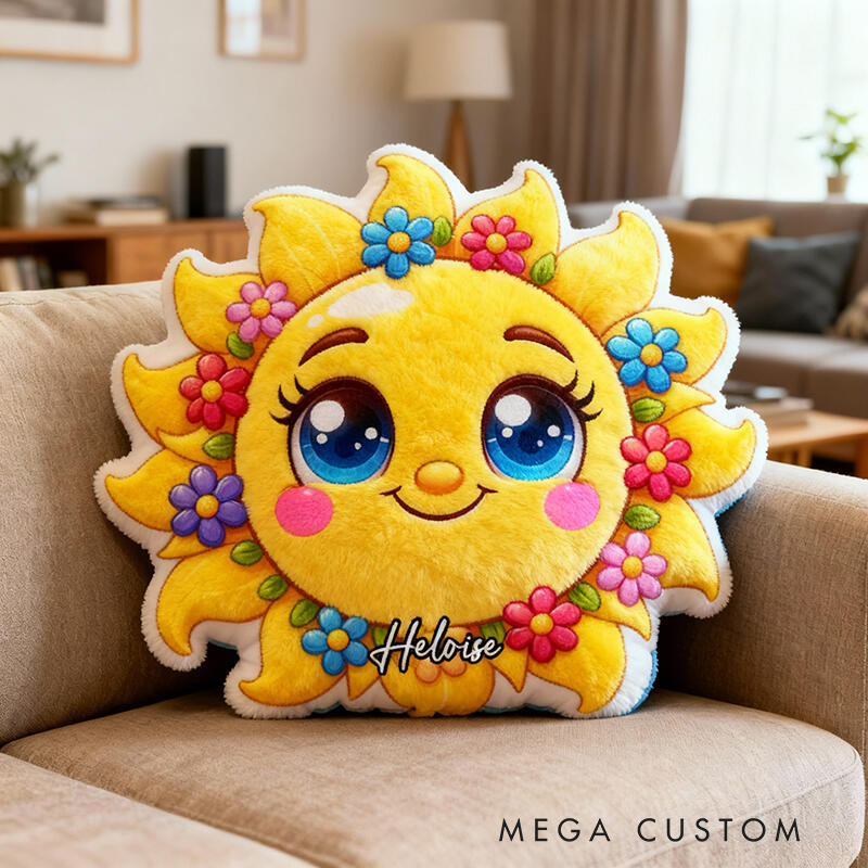 Personalized Sun Pattern with Name Graphic 3D Print Pillow Christmas Gift for Kids or Baby Birthday Gifts