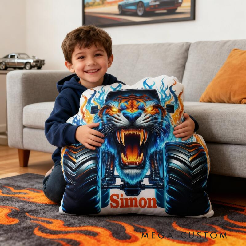 Personalized Transforming Car with Name Graphic 3D Print Pillow Christmas Gift for Kids or Baby Birthday Gifts