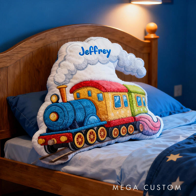 Personalized Train Shaped with Name Graphic 3D Print Pillow Christmas Gift for Kids or Baby Birthday Gifts