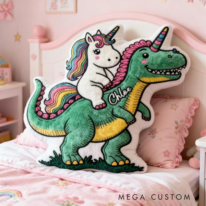 Personalized Cute Horse and Dinosaur with Name Graphic 3D Print Pillow Christmas Gift for Kids or Baby Birthday Gifts