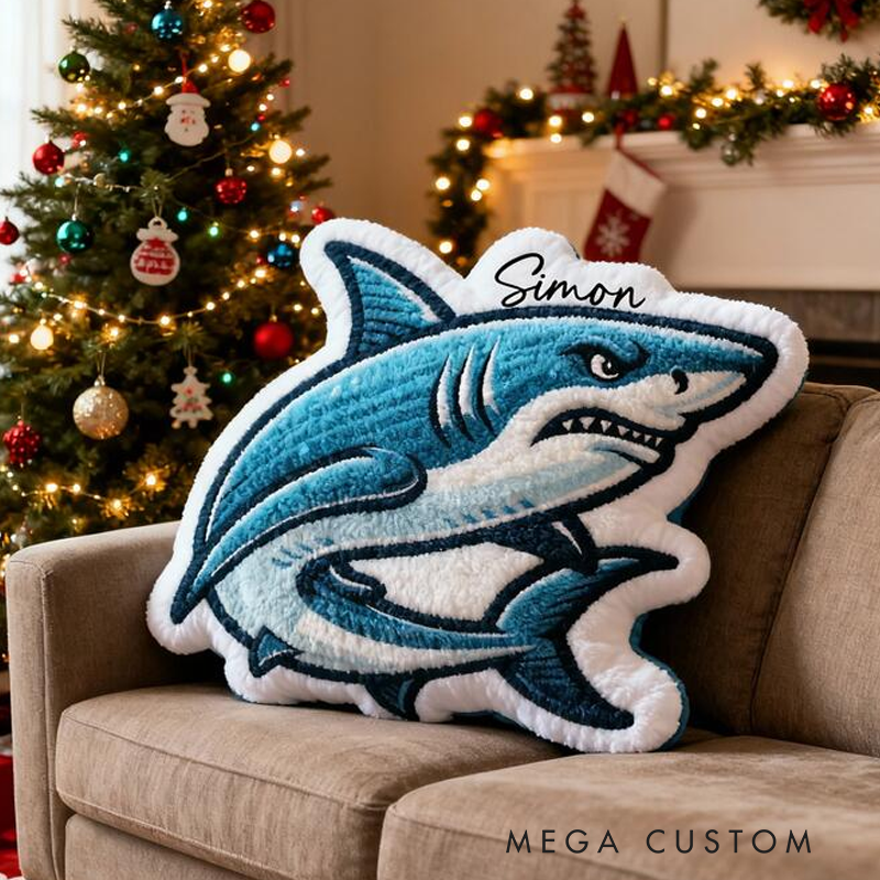 Personalized Shark Design with Name Graphic 3D Print Pillow Christmas Gift for Kids or Baby Birthday Gifts