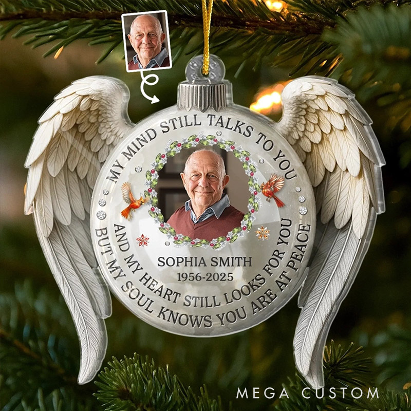 Personalized Photo Acrylic Ornament Custom Christmas Memorial Sympathy Gifts for Loss of Loved One Your Light Stays With Us Always