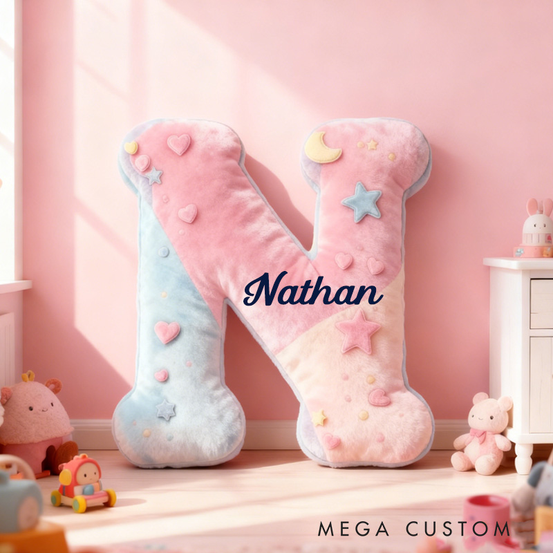 Personalized Pink Macaron Alphabet Throw Pillow Cute Dessert Letter Pillow with Name for Kids Girl Boy Baker Christmas Gifts Loving Room Decor
