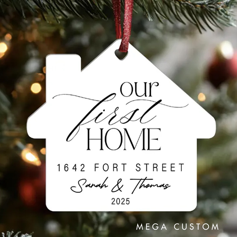 Personalized Our First Home Acrylic Ornament New Home Ornament Custom House Ornament Christmas Ornament for Family Home Keepsake Housewarming Gifts