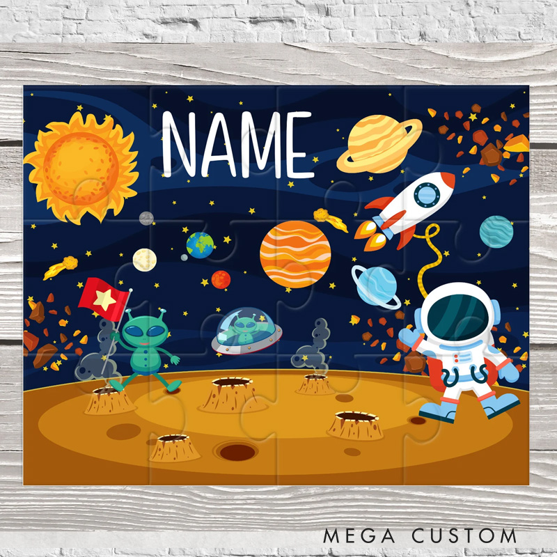 Personalizedv Astronaut Space Jigsaw Puzzle Kid Gift Solar System Rocket Planets Lover Gift for Geek Lover