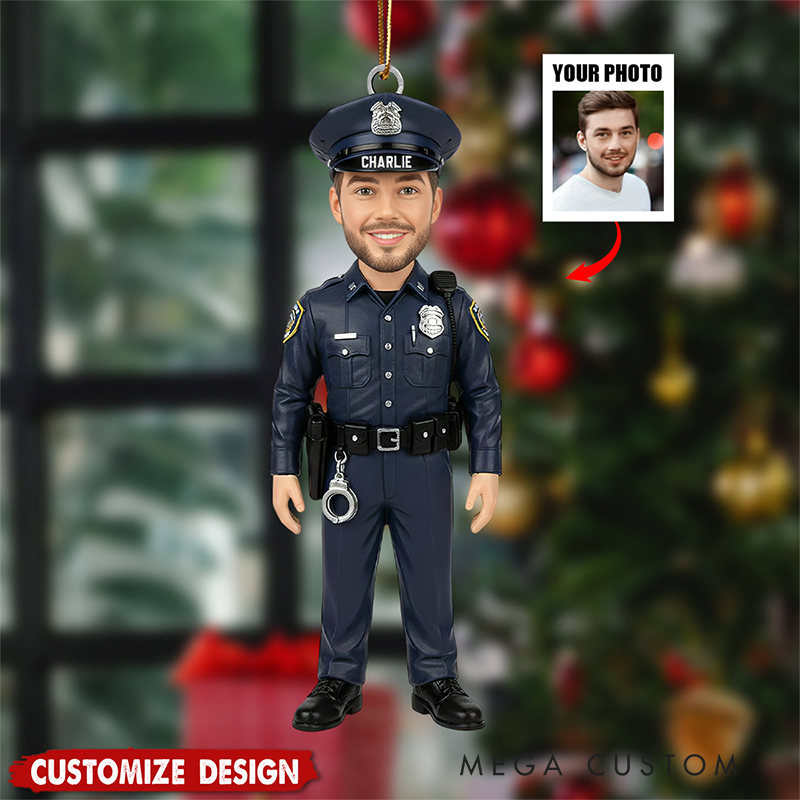 Personalized Proud To Be Police Officer Personalized Police Ornament Custom Face Christmas Gift For Policeman