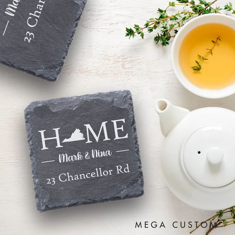 Personalized Virginia Custom Coasters Housewarming Coasters Gift for New Home Virginia Home Decor Virginia Gift Idea Gift for Couple Gift for Mom
