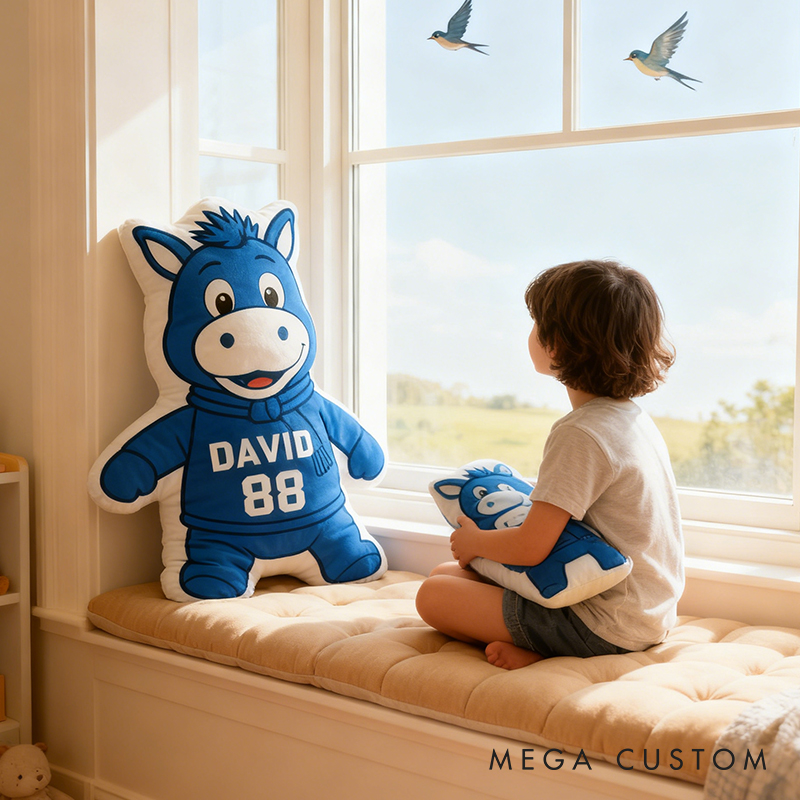 Personalized Sports Mascot Pillow Featuring Custom Name and Number for Kids and Football Fans
