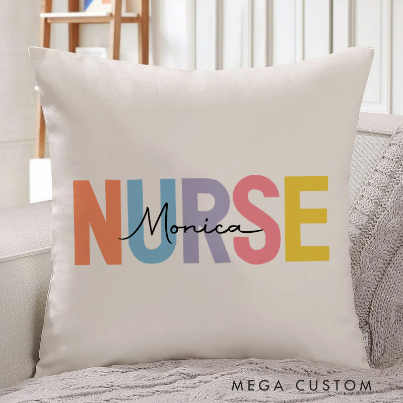 Personalized Throw Pillow for Nurse Colorful Nurse Pride Design Nurse Appreciation Gifts