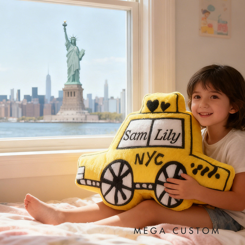 Personalized NYC Taxi Pillow Graphic 3D Print Pillow for Travel Lovers