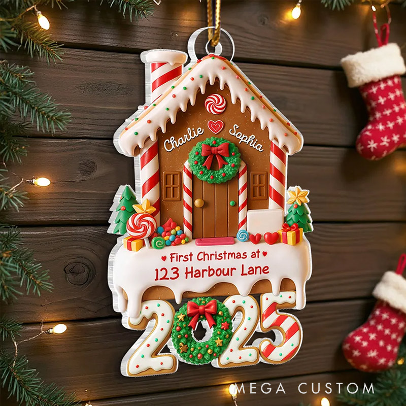 Personalized First Christmas At Our Home Ornament Custom Acrylic Ornament Housewarming Christmas Gift for Couple Family
