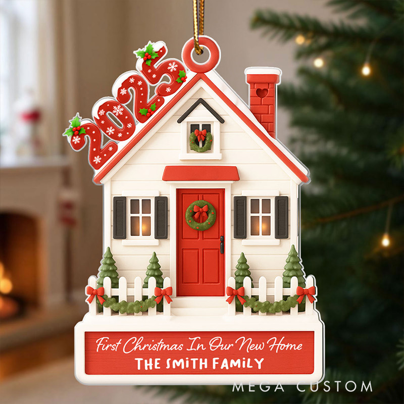 Personalized Our First Home Christmas 2025 Ornament Custom Acrylic Ornament Housewarming Christmas Gift for Couple Family