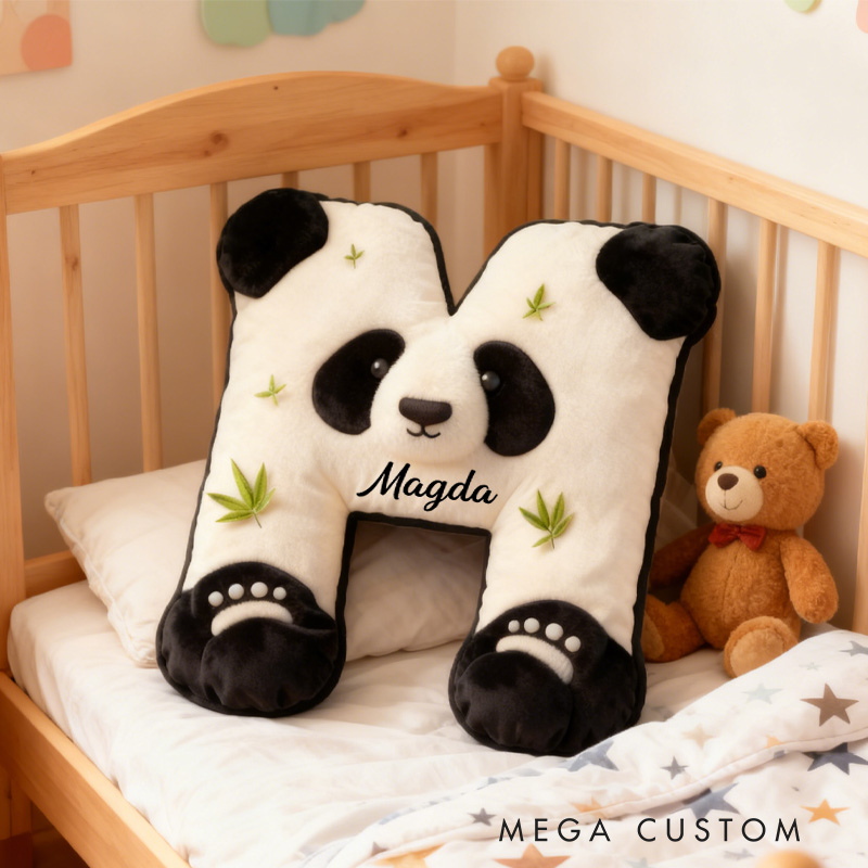 Personalized Panda Alphabet Throw Pillow Travel in Sichuan Panda Letter Pillow with Name for Kids Girl Boy Traveler Christmas Gifts Loving Room Decor