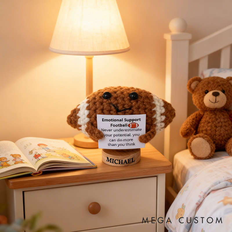 Personalized Emotional Support Football Toy with Custom Name Cheer Up Gifts For Football Team Players 