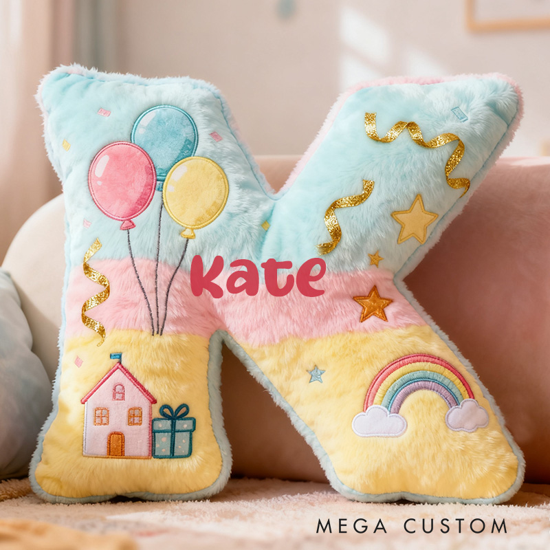 Personalized 26 Letter Pillow with Graphic 3D Print Whimsical Design Customizable Name Soft Plush Cushion for Kids Decor Fun Gift Idea Moving Gifts
