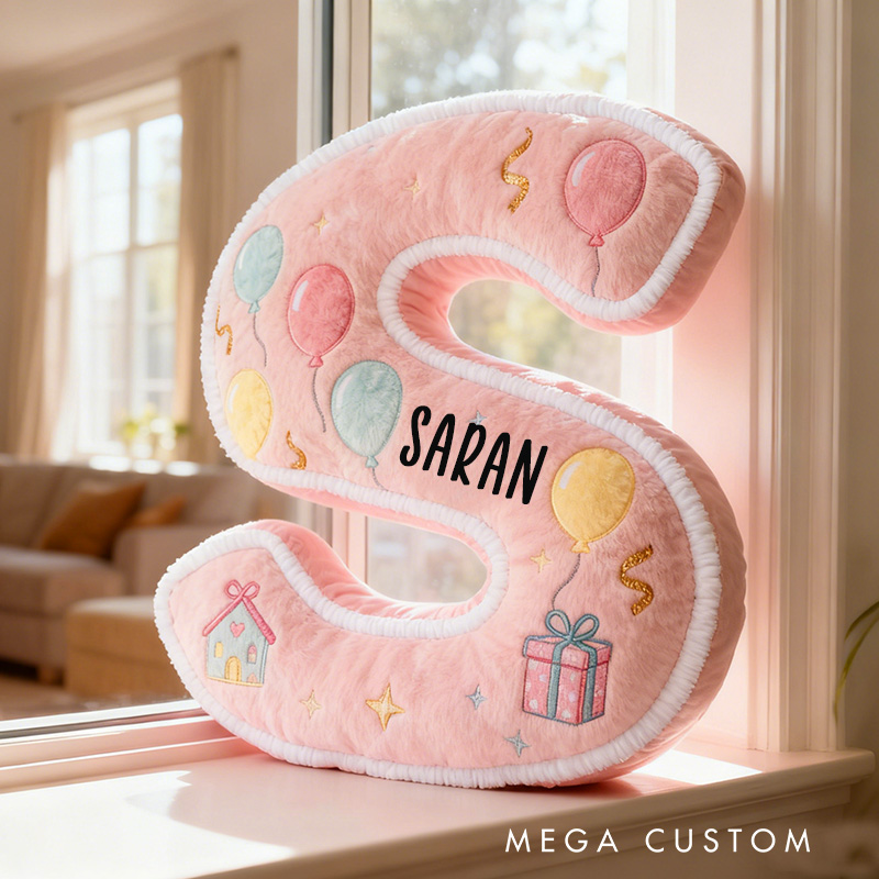 Personalized Pink Letter Pillow with Graphic 3D Print Cute Design Custom Name Soft Cushion for Kids Room Decor Moving Gifts Perfect Birthday Gift Idea
