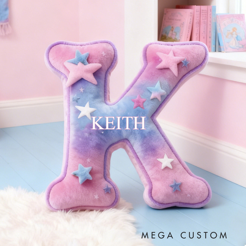 Personalized Star Cookie Alphabet Throw Pillow Dessert Letter Pillow with Name for Kids Girl Boy Baker Christmas Gifts Loving Room Decor