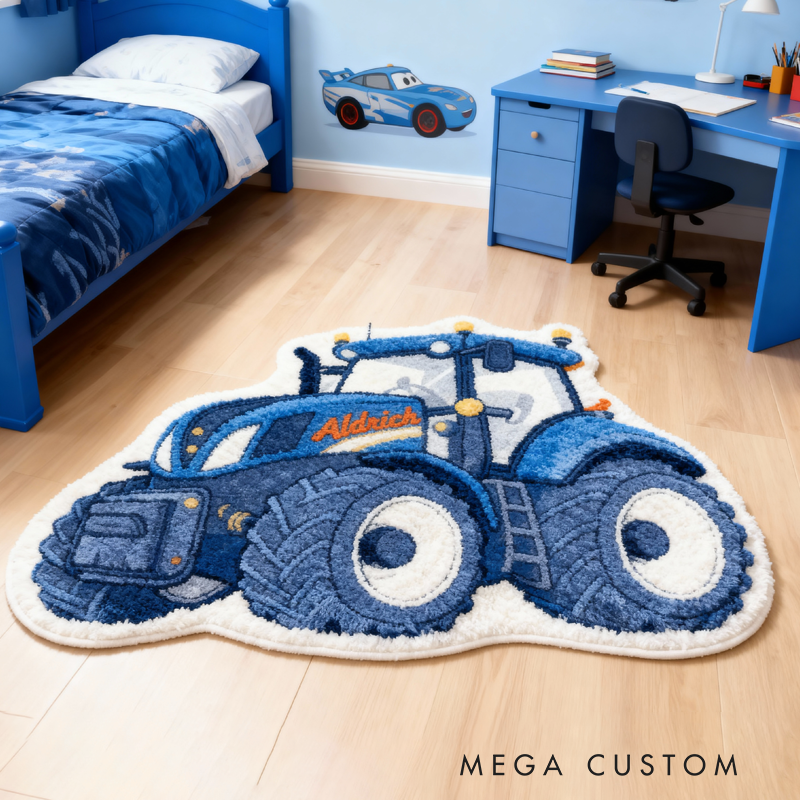 Personalized Tractors with Name Soft Rug Christmas Gift for Kids Rug Birthday Gifts for Kid