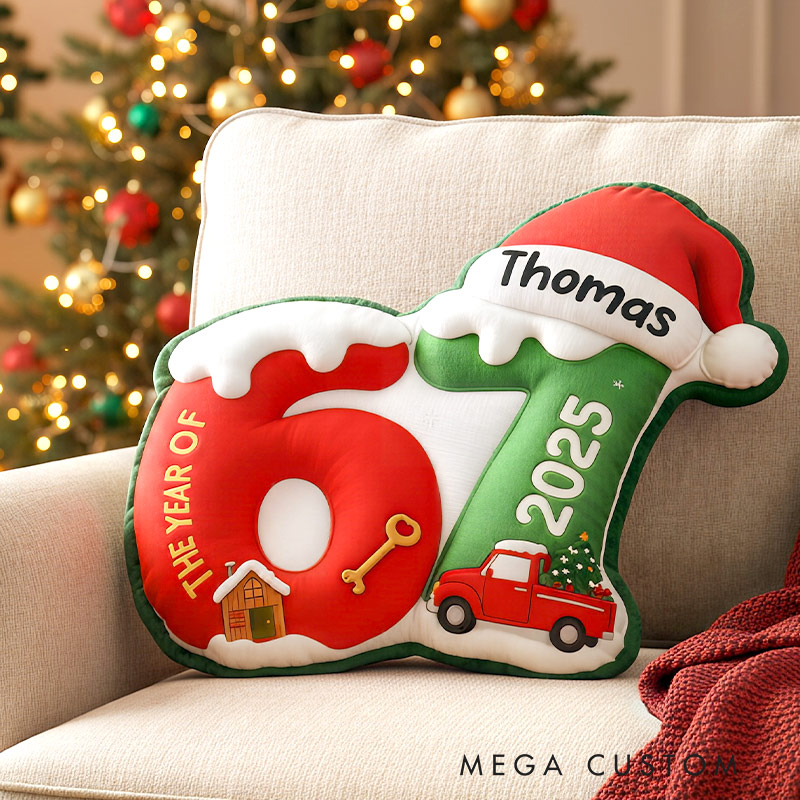 Personalized Six Seven 67 Gen Z Funny Slang Pillow Graphic 3D Print Christmas Pillow Custom Name Pillow Family Gift 