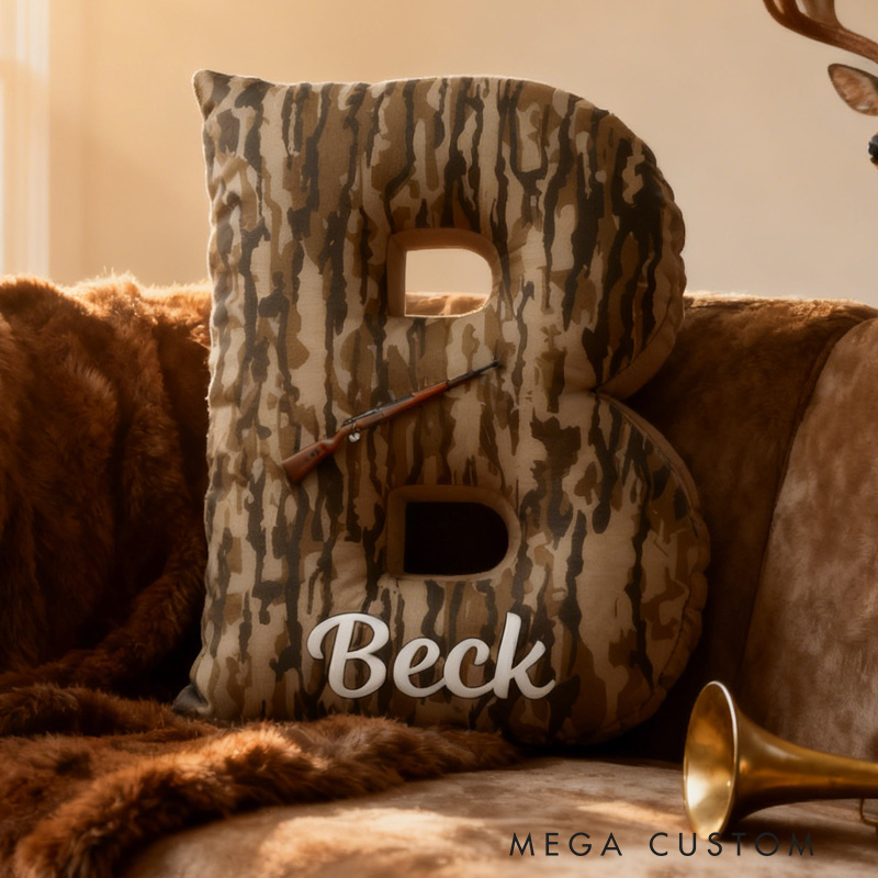 Personalized Custom Camouflage Letter Pillow Woods Camouflage Pillow Duck Hunting Lover Pillow Gift for Outdoor Hunting Enthusiasts