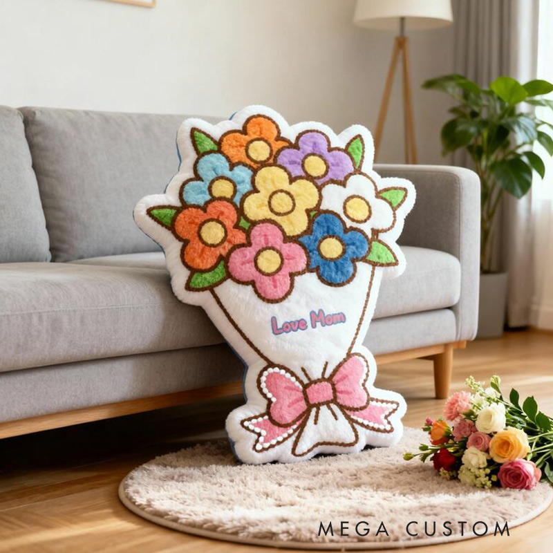 Personalized Bouquet Pillows with Customizable Text Beautiful Gift for Mom