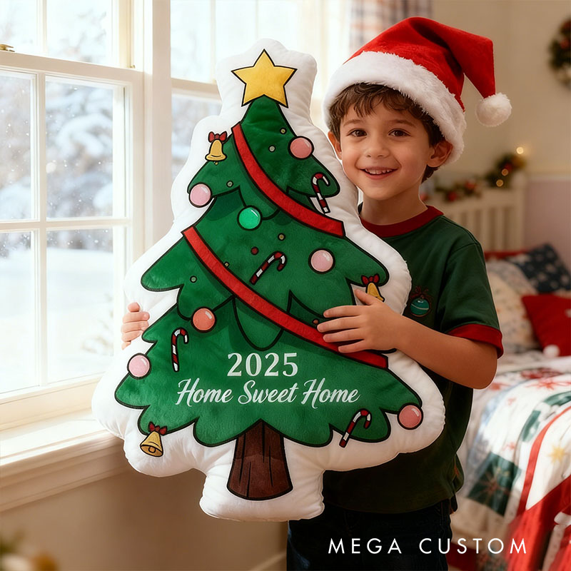 Personalized Christmas Tree-Shaped Pillow Custom Message Perfect Christmas Gift for Children Graphic 3D Print