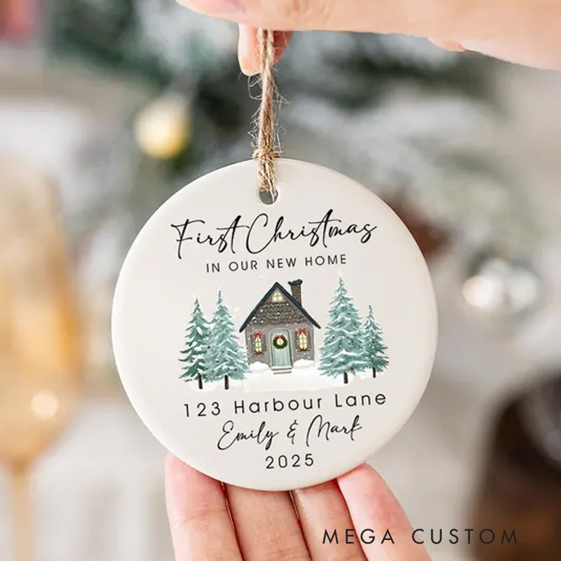 Personalized New Home Christmas Ornament First Christmas in Our New Home House Address Ornament Xmas Decor