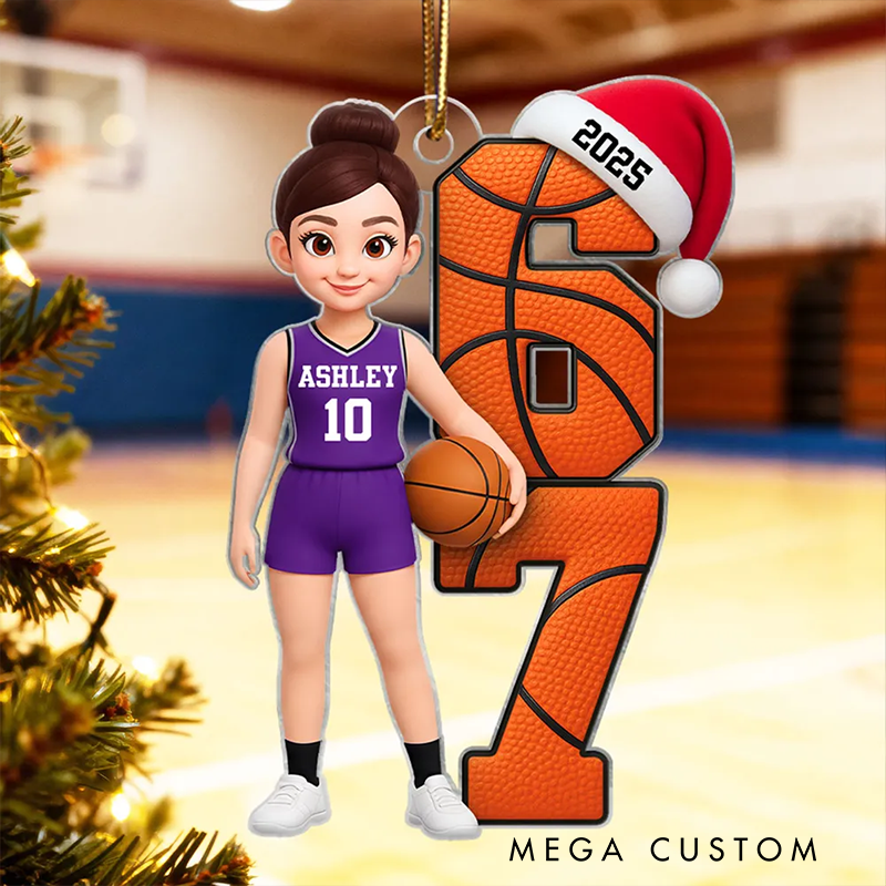 Personalized Basketball Christmas Ornament Highlight Your Name Number and Holiday Spirit