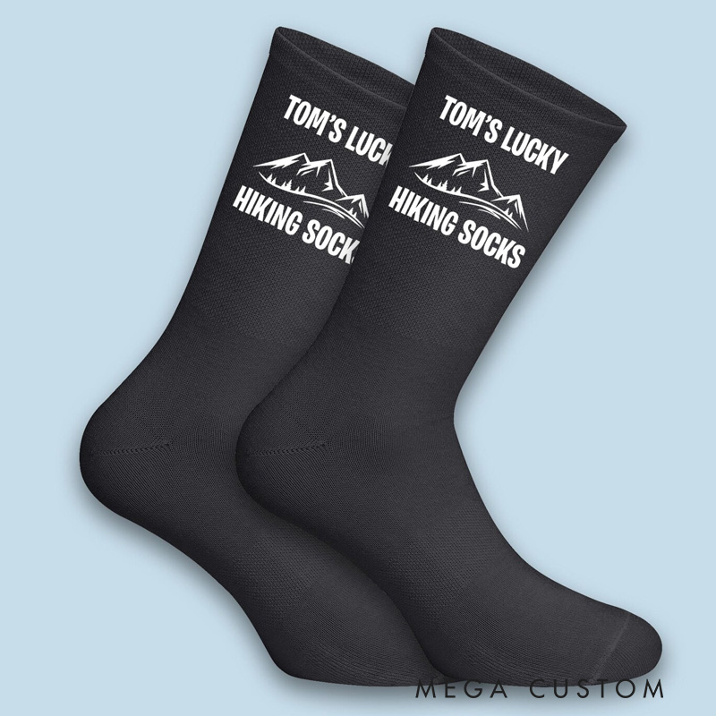 Personalized Lucky Hiking Socks Custom outdoor adventures Hiking Gift 
