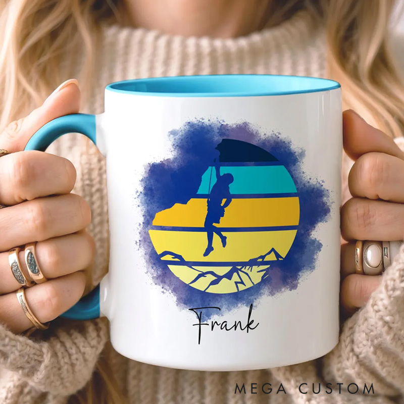 Personalised Climbing Mug Custom Name Gift for Climbers Rock Climbing Mug Outdoor Adventure Mug Mountain Lover Mug Climber Gift