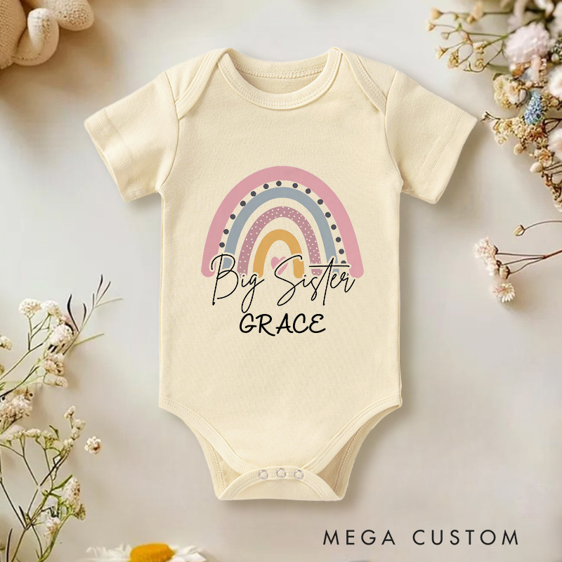 Personalized Cute Rainbow Big Sister Baby Onesie New Sister Gift Nursery Gift