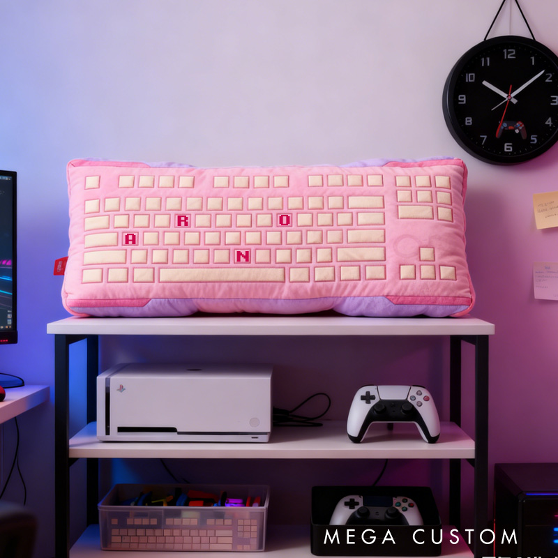 Personalized Novelty Keyboard Pillow for Gamers Custom Game Lovers Pillow Geek Nerd Gift