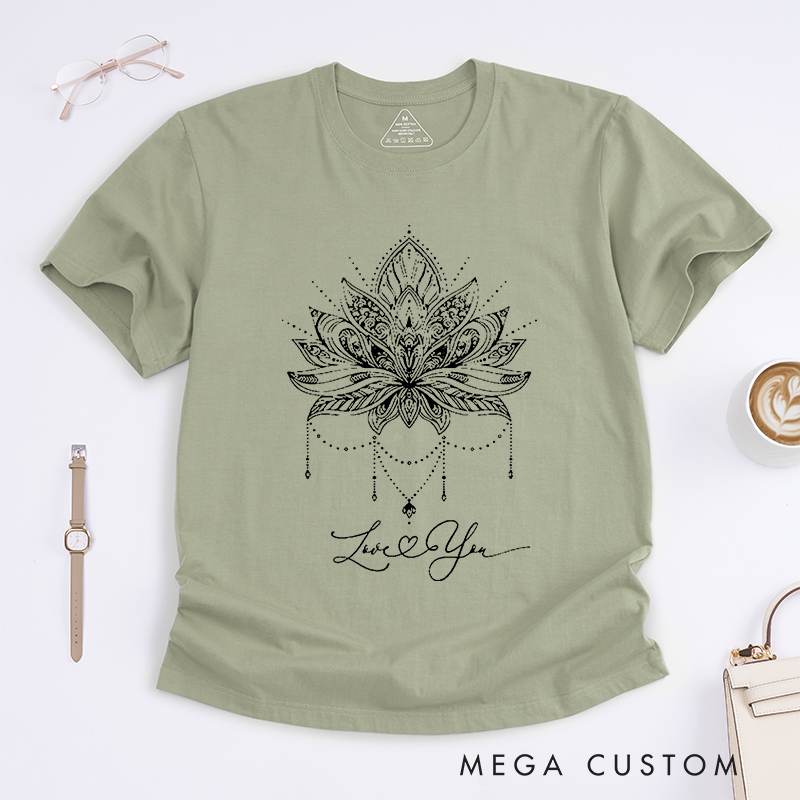 Personalized Custom Lotus Flower T-Shirt Comfort Colors Girly T-Shirt Trendy Tee Cute Meditation Gift T-Shirt Spiritual Yoga Shirt