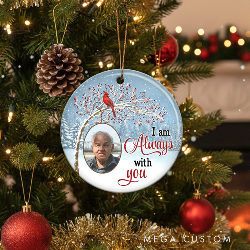 Personalized Photo Memorial Ornament Berry Tree Cardinal Ornament Sympathy Christmas Gift for Loss of Loved Ones