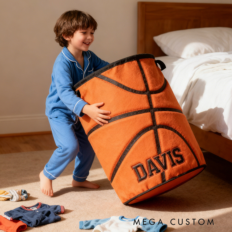 Personalized Basketball Storage Basket with Custom Name for Fans and Athletes