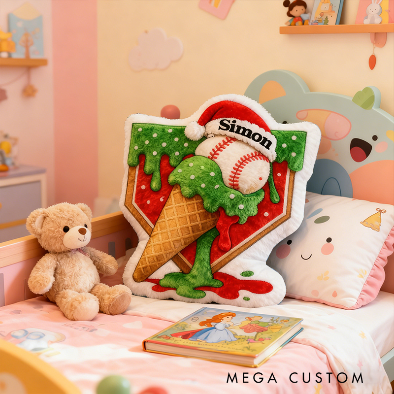 Personalized Baseball Christmas Pillow Add Festive Fun and Your Name to the Holidays