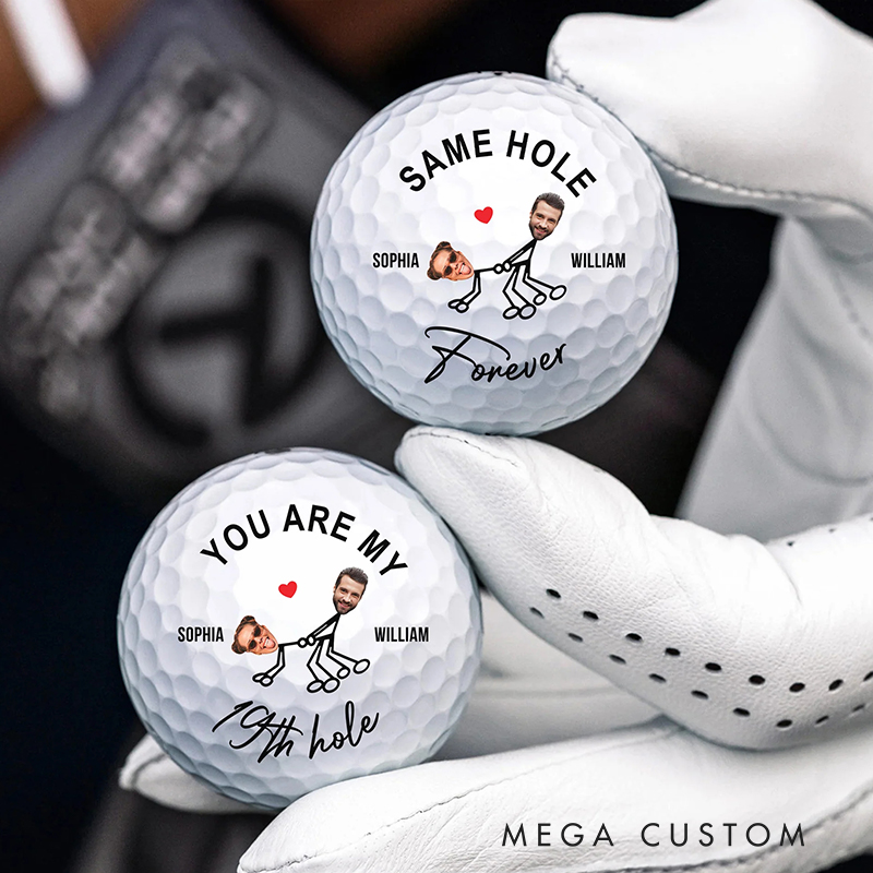 Personalized Romantic Golf Ball Featuring Couple's Names and Fun Graphic Gift For Golfer, Couple Gifts