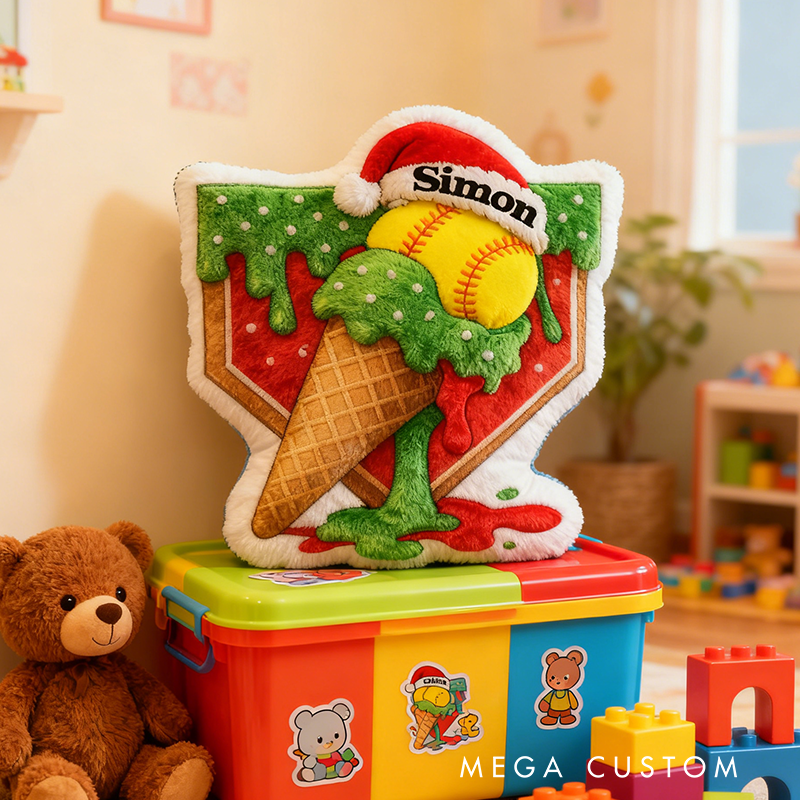 Personalized Softball Christmas Pillow Add a Festive Twist to Your Love for Softball