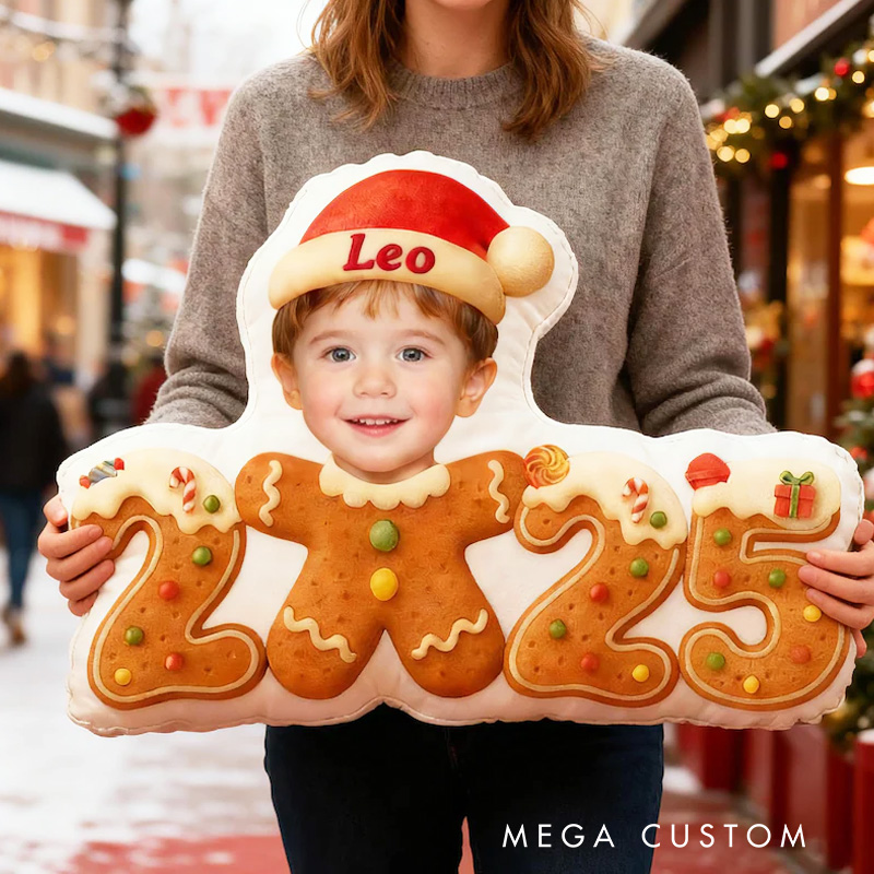 Personalized Gingerbread Face Throw Pillow with Name Christmas Pillow 2025 Pillow for Kids Girl Baker Christmas Gifts Loving Room Decor