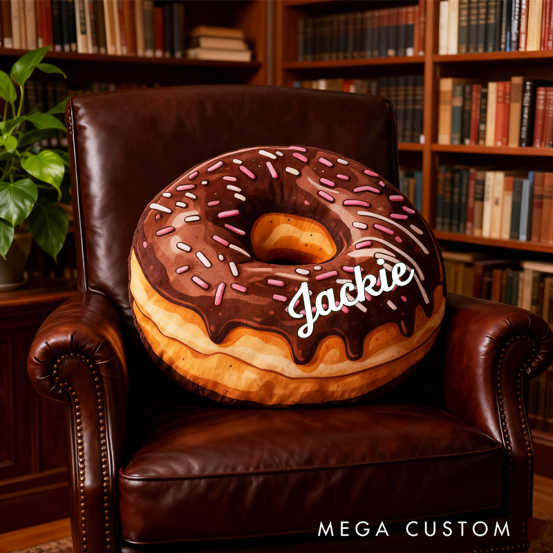Personalized Doughnut Throw Pillow with Name Dessert Pillow for Kids Girl Baker Christmas Gifts Loving Room Decor
