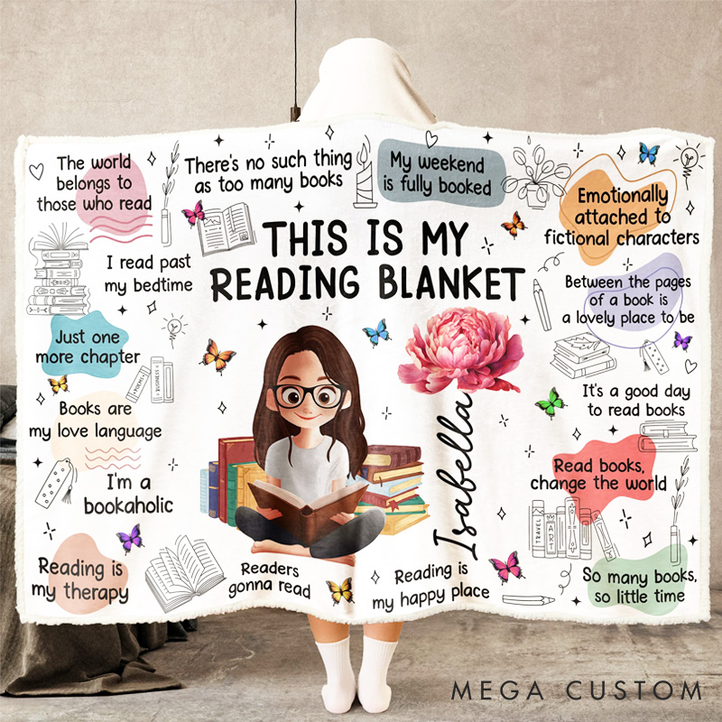 Personalized Flower Book Lovers, Books Quotes - Personalized Wearable Blanket Hoodie Birthday Gift for Book Lovers