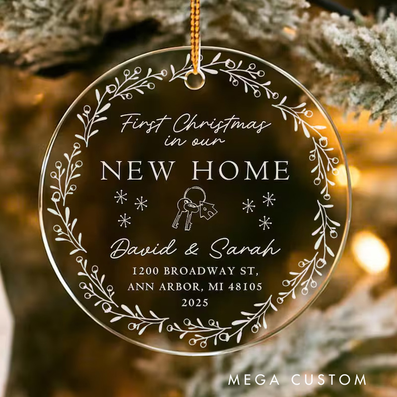 Personalized First Christmas in Our New Home Ornament New House Xmas Bauble Custom New Address Ornament 1st Home Decor Housewarming Gift